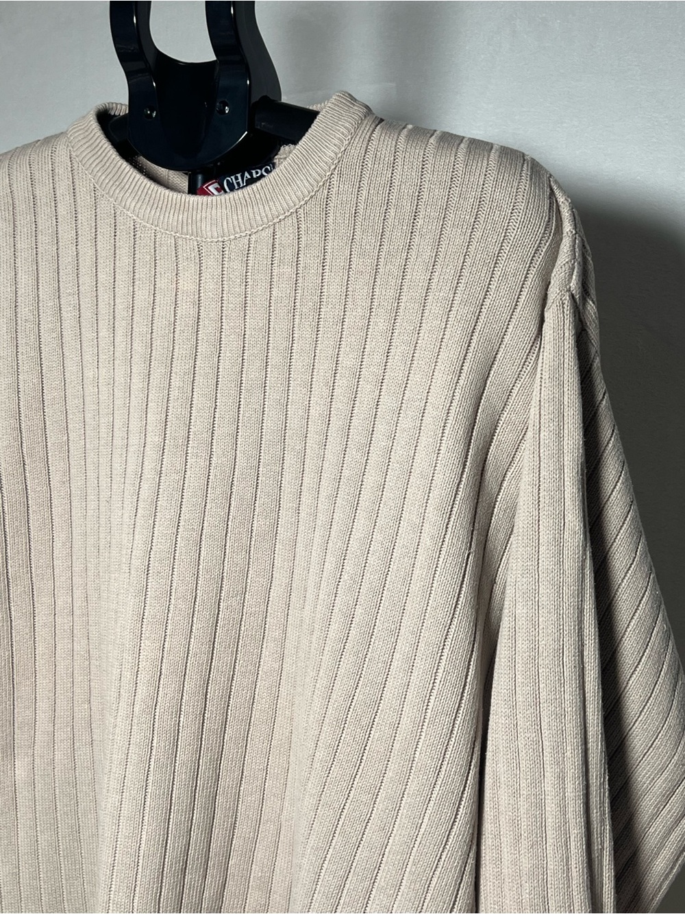 CHAPS Ralph Lauren Classic Ribbed Crewneck Tan Beige Sweater - size XXL 2XL - Picture 3 of 11